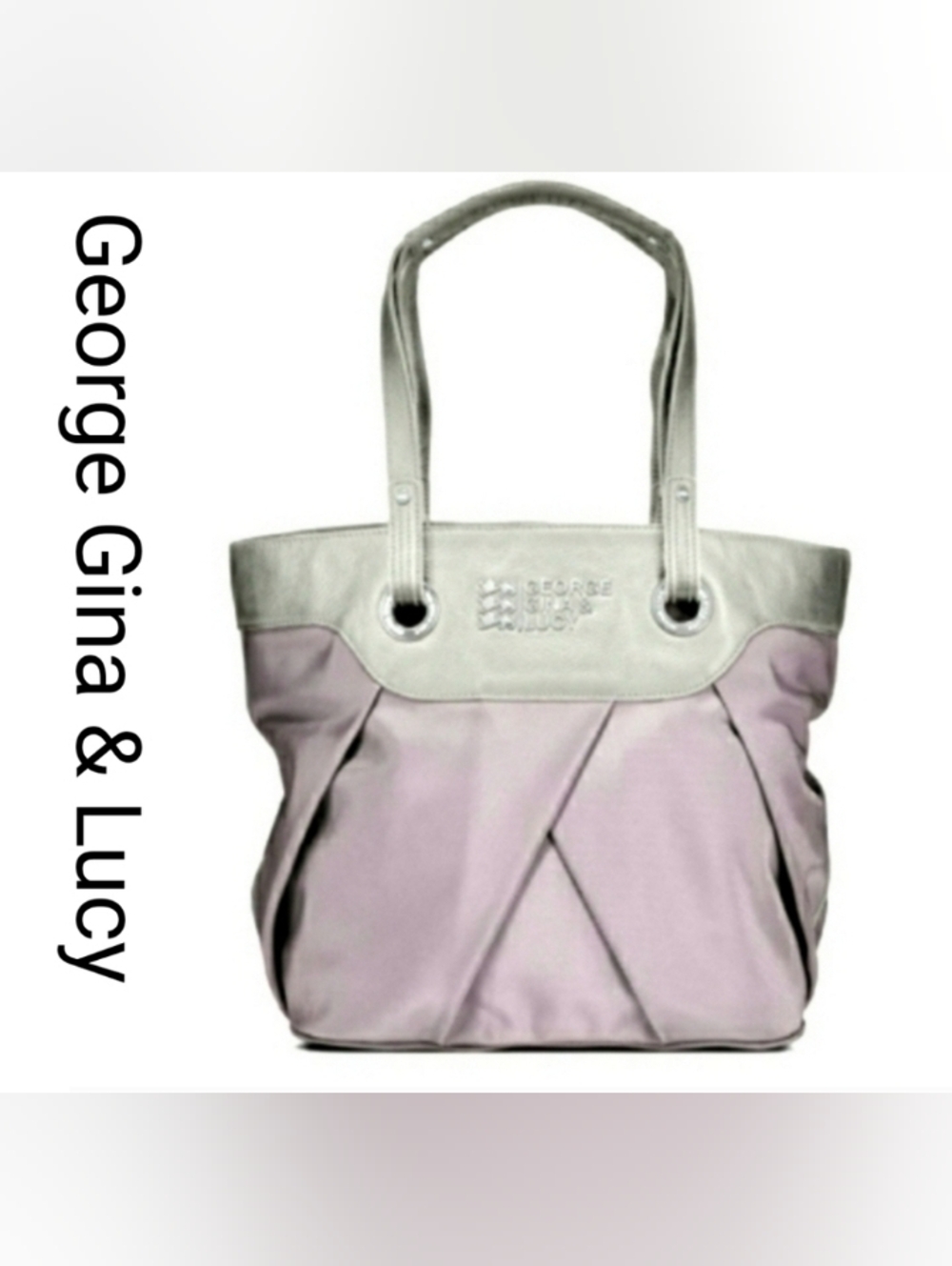 Vintage George Gina & Lucy Crossbody Tote Leather Nylon Mix Lavender